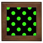 Polka Dots - Neon Green on Black Framed Tile