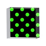 Polka Dots - Neon Green on Black 4 x 4  Acrylic Photo Block