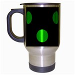 Polka Dots - Neon Green on Black Travel Mug (Silver Gray)