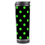 Polka Dots - Neon Green on Black Travel Tumbler