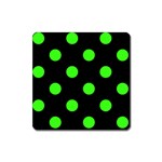 Polka Dots - Neon Green on Black Magnet (Square)