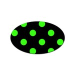 Polka Dots - Neon Green on Black Sticker Oval (100 pack)