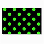 Polka Dots - Neon Green on Black Postcard 4  x 6 