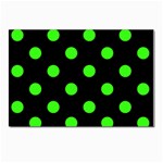 Polka Dots - Neon Green on Black Postcard 5  x 7 