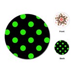 Polka Dots - Neon Green on Black Playing Cards (Round)