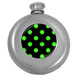 Polka Dots - Neon Green on Black Hip Flask (5 oz)