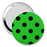 Polka Dots - Black on Lime Green 3  Handbag Mirror