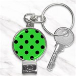 Polka Dots - Black on Lime Green Nail Clippers Key Chain