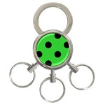 Polka Dots - Black on Lime Green 3-Ring Key Chain