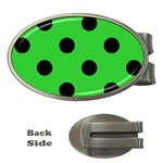 Polka Dots - Black on Lime Green Money Clip (Oval)