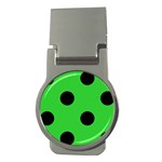 Polka Dots - Black on Lime Green Money Clip (Round)