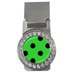 Polka Dots - Black on Lime Green Money Clip (CZ)