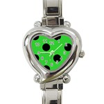 Polka Dots - Black on Lime Green Heart Italian Charm Watch