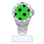 Polka Dots - Black on Lime Green Nurses Watch