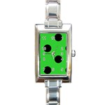Polka Dots - Black on Lime Green Rectangle Italian Charm Watch