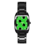 Polka Dots - Black on Lime Green Stainless Steel Barrel Watch