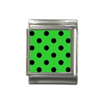 Polka Dots - Black on Lime Green Italian Charm (13mm)