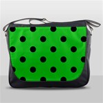 Polka Dots - Black on Lime Green Messenger Bag