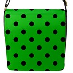 Polka Dots - Black on Lime Green Flap Closure Messenger Bag (S)