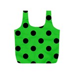 Polka Dots - Black on Lime Green Full Print Recycle Bag (S)