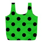 Polka Dots - Black on Lime Green Full Print Recycle Bag (L)