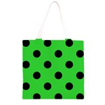 Polka Dots - Black on Lime Green Grocery Light Tote Bag