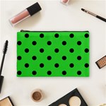 Polka Dots - Black on Lime Green Cosmetic Bag (M)