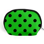 Polka Dots - Black on Lime Green Accessory Pouch (Medium)