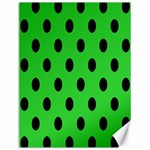 Polka Dots - Black on Lime Green Canvas 12  x 16 