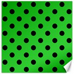 Polka Dots - Black on Lime Green Canvas 20  x 20 
