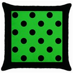 Polka Dots - Black on Lime Green Throw Pillow Case (Black)