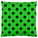 Polka Dots - Black on Lime Green Large Cushion Case (Two Sides)