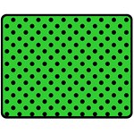 Polka Dots - Black on Lime Green Fleece Blanket (Medium) (One Side)