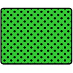 Polka Dots - Black on Lime Green Double Sided Fleece Blanket (Medium) (Two Sides)