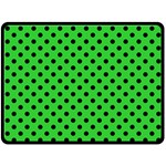 Polka Dots - Black on Lime Green Double Sided Fleece Blanket (Large) (Two Sides)