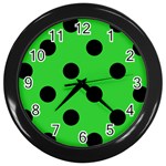 Polka Dots - Black on Lime Green Wall Clock (Black)