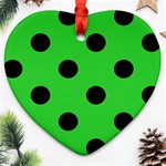 Polka Dots - Black on Lime Green Ornament (Heart)