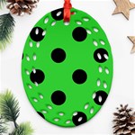 Polka Dots - Black on Lime Green Oval Filigree Ornament (Two Sides)