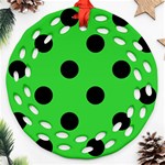 Polka Dots - Black on Lime Green Ornament (Round Filigree)