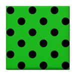 Polka Dots - Black on Lime Green Tile Coaster