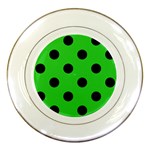 Polka Dots - Black on Lime Green Porcelain Plate