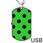 Polka Dots - Black on Lime Green Dog Tag USB Flash (One Side)