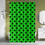 Polka Dots - Black on Lime Green Shower Curtain 48  x 72  (Small)