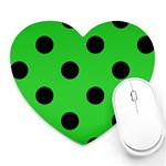 Polka Dots - Black on Lime Green Heart Mousepad