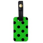 Polka Dots - Black on Lime Green Luggage Tag (One Side)