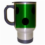 Polka Dots - Black on Lime Green Travel Mug (Silver Gray)