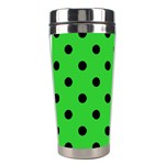 Polka Dots - Black on Lime Green Stainless Steel Travel Tumbler