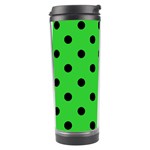 Polka Dots - Black on Lime Green Travel Tumbler