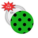 Polka Dots - Black on Lime Green 2.25  Button (10 pack)