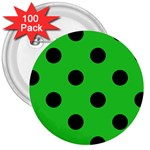 Polka Dots - Black on Lime Green 3  Button (100 pack)
